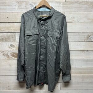 Huk Shirt‎ Mens 3XL Gray Performance Button Up Long Sleeve Vented Fishing